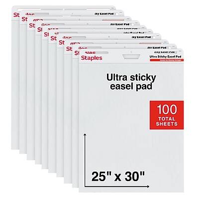 Staples - Ultra Sticky Easel Pad, 25" x 30", 10 Sheets/Pad, 10 Pads/Carton (ST62839) - White