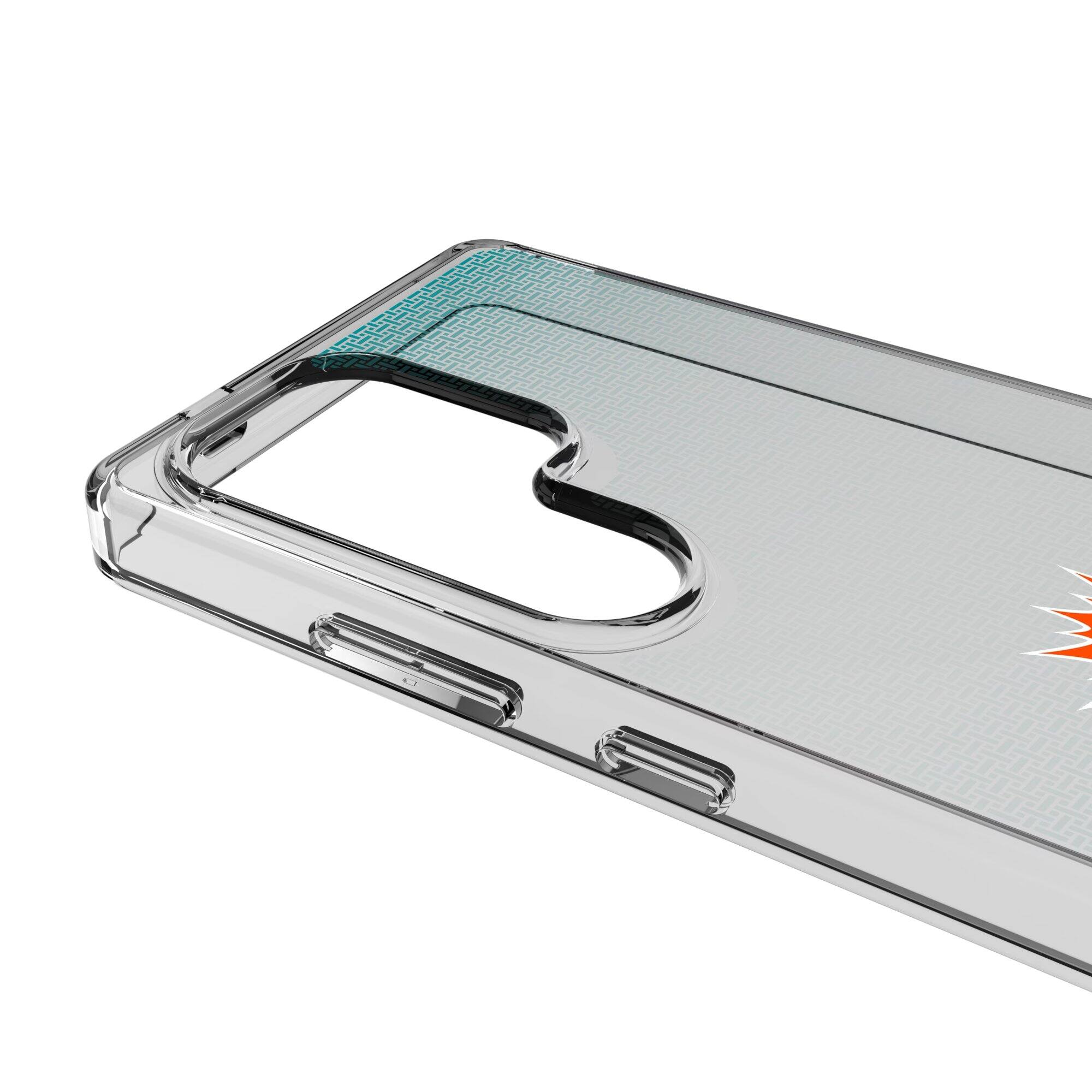 Alt View 2. Keyscaper - Miami Dolphins Linen Logo Galaxy Clear Case - S25 Plus - Multicolor.