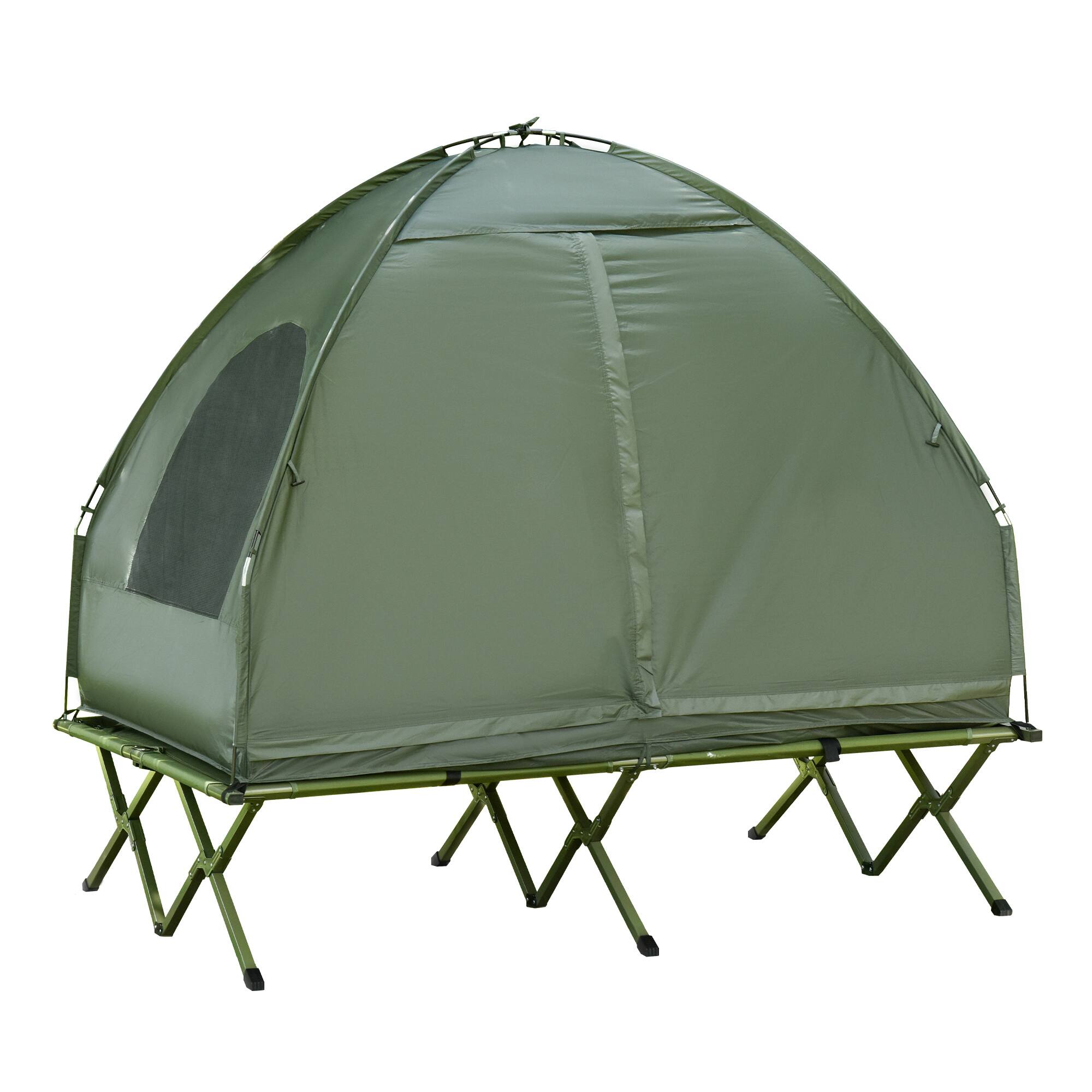 Alt View 6. Tiramisubest - 2-Person Foldable Camping Cot with Tent, Mattress, and Bedspread for Outdoor Adventures - Green.