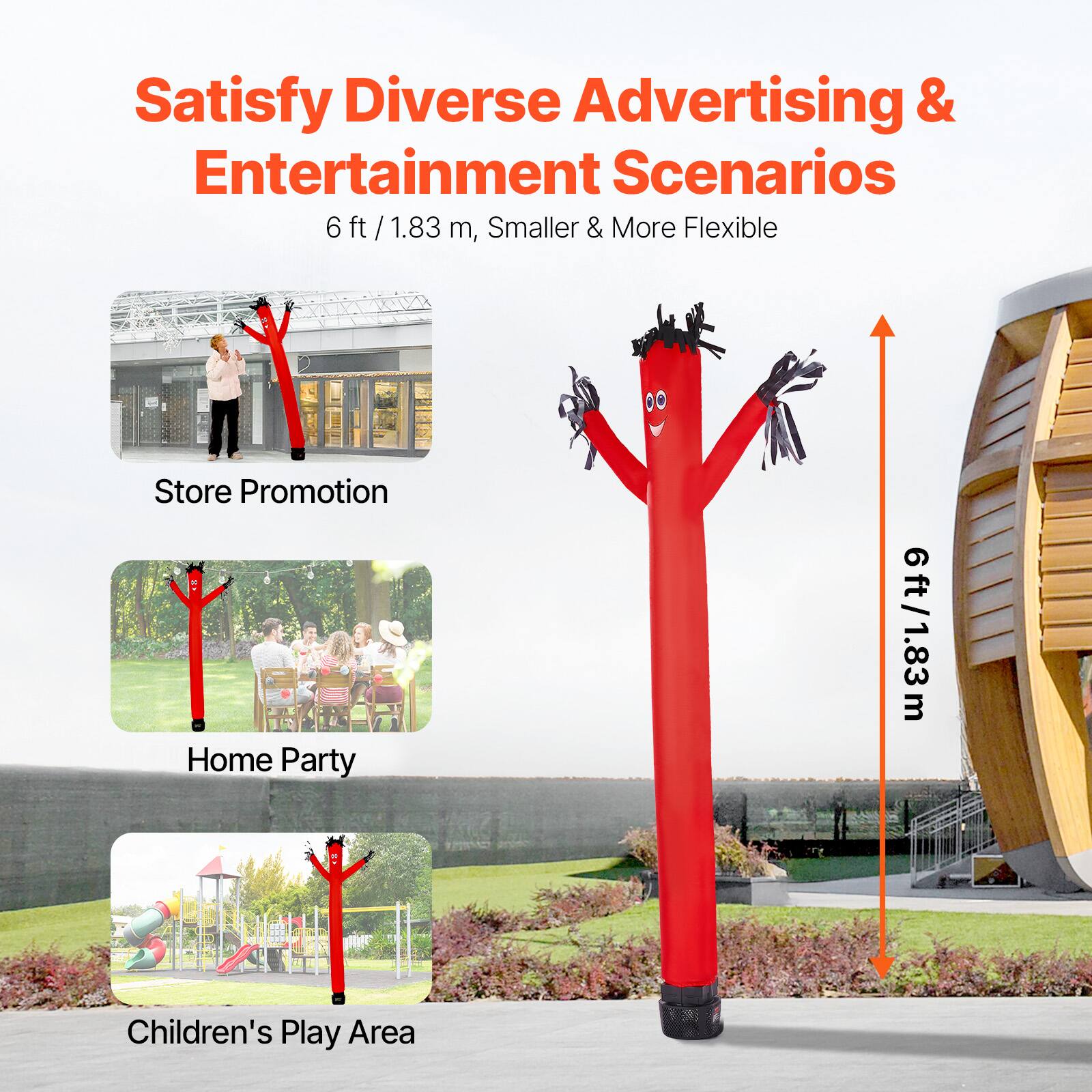 Satisfy Diverse Advertising & Entertainment Scenarios  
6 ft / 1.83 m, Smaller & More Flexible  

Store Promotion  
Home Party  
Children's Play Area
