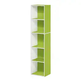 FurniFact - 5-Tier Open Shelf Bookcase with Engineered Wood Construction - Green/White