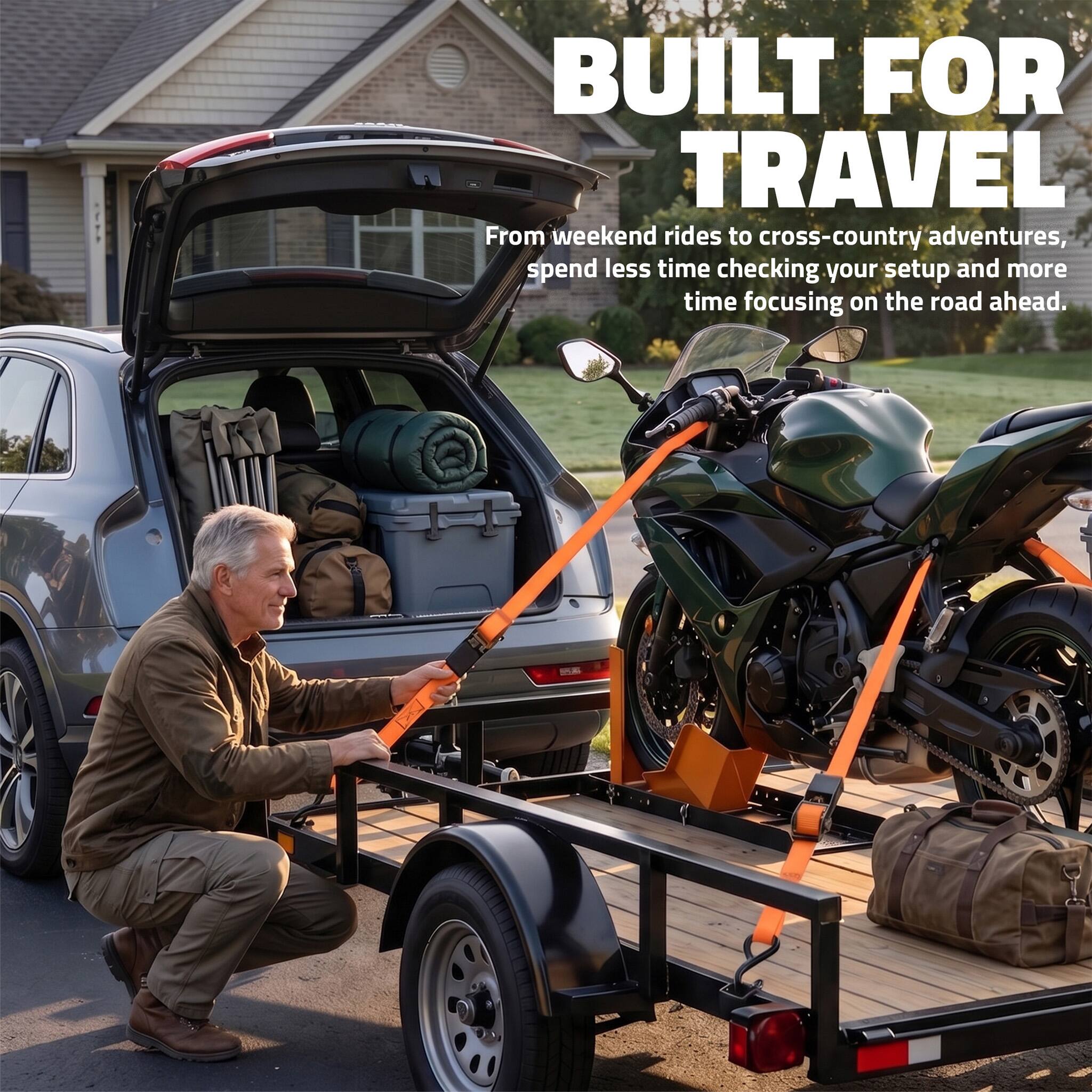 BUILT FOR TRAVEL

From weekend rides to cross-country adventures, spend less time checking your setup and more time focusing on the road ahead.