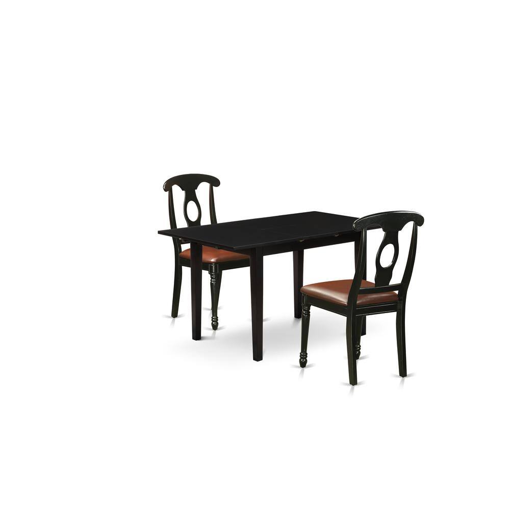 Left. East West Furniture - East West Furniture NOKE3-BLK-LC 3-Pc Dining Room Set 2 Dining Room Chair with Napoleon Back and a Faux Leather Seat - Black.