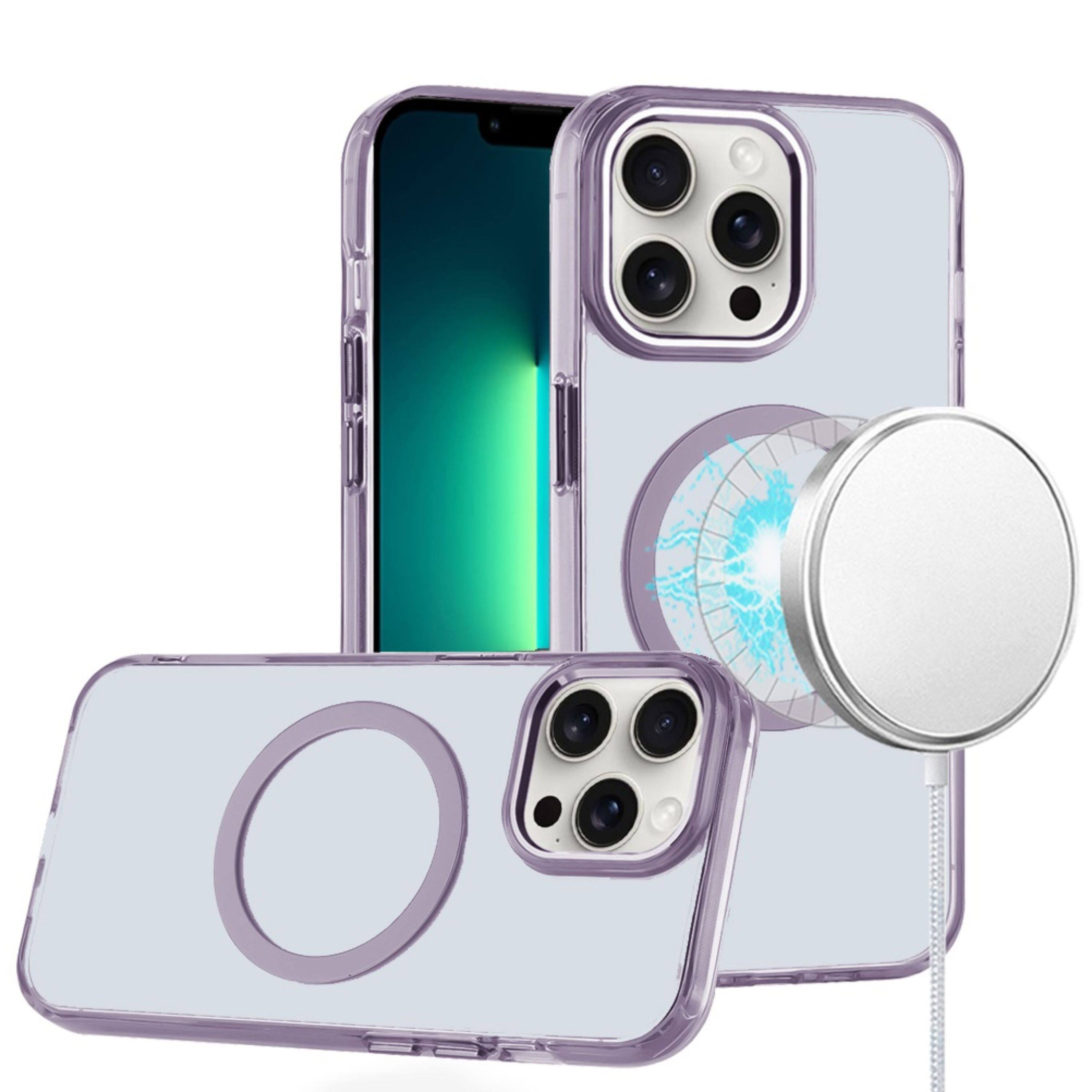 Front. Kitcheniva - Sleek Transparent Acrylic Protective Cover With Metal Buttons For iPhone 13 Pro Max Light Purple - Light Purple.
