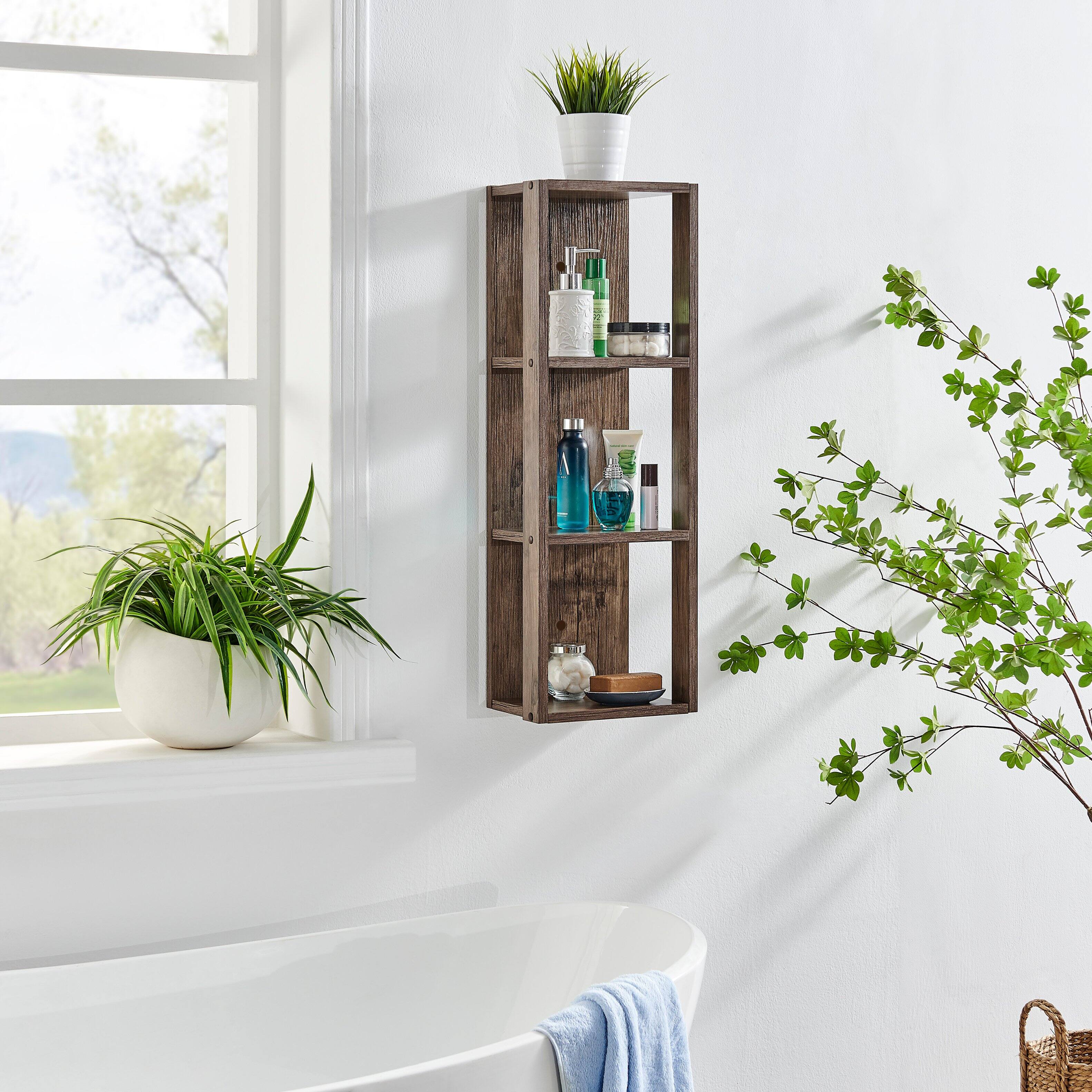 Alt View 4. Danya B - Recife Vertical Three-Tier Cube Wall Shelf - Hickory - Hickory.