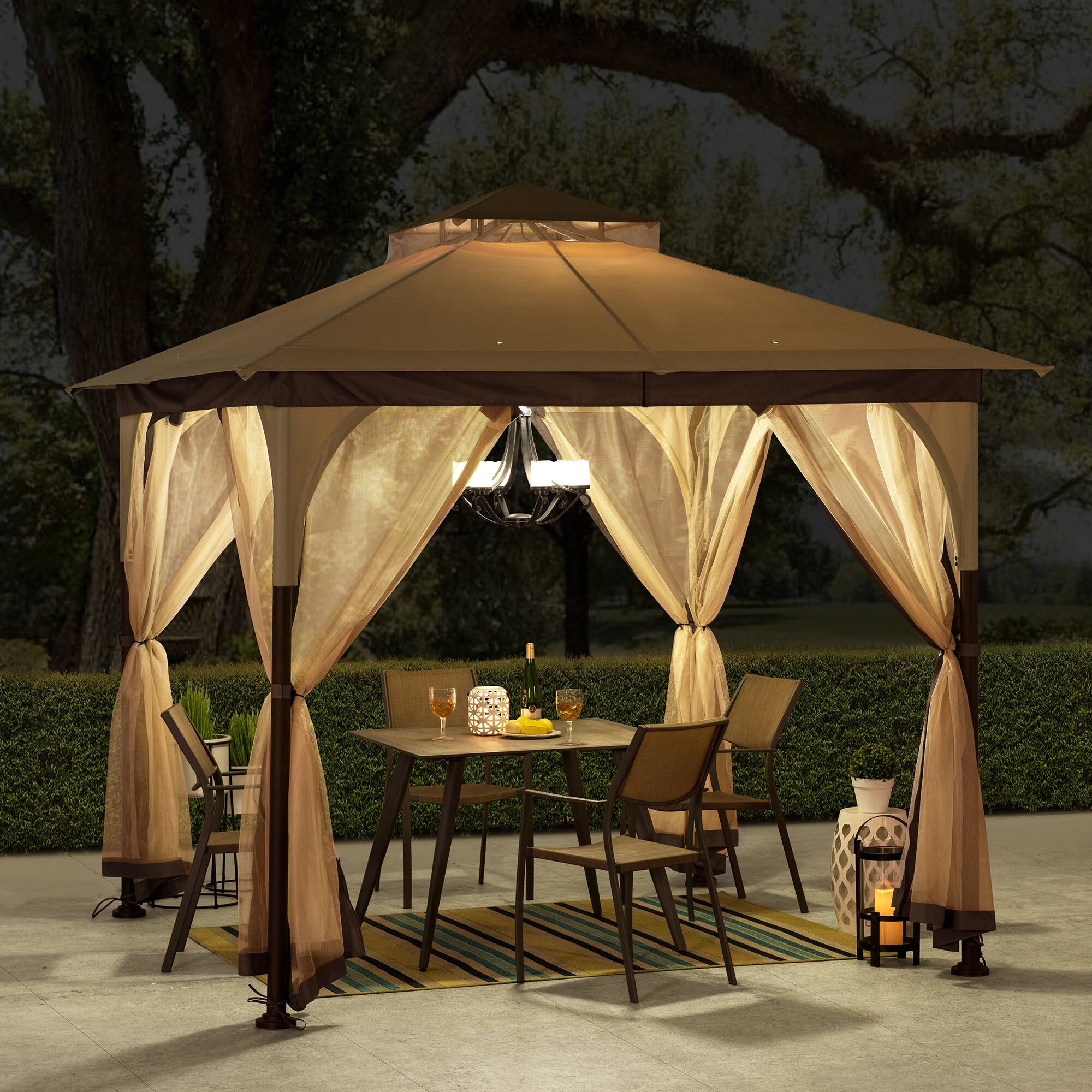Alt View 5. SUNJOY - Sunjoy 9.5 ft. x 9.5 ft. Beige and Brown 2-tone Steel Gazebo - brown.