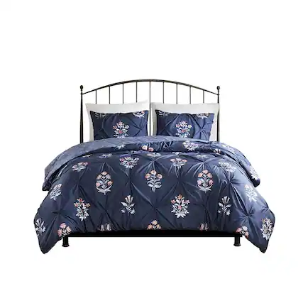 Front. Gracie Mills - Gracie Mills Autumn 3 Piece Jacquard Comforter Set - Navy.