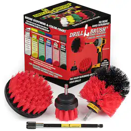 Drillbrush - Stiff Bristle Power Scrubber Kit with Extension - Garden - Fire Pit - Patio - Deck - Concrete - Stone - Brick