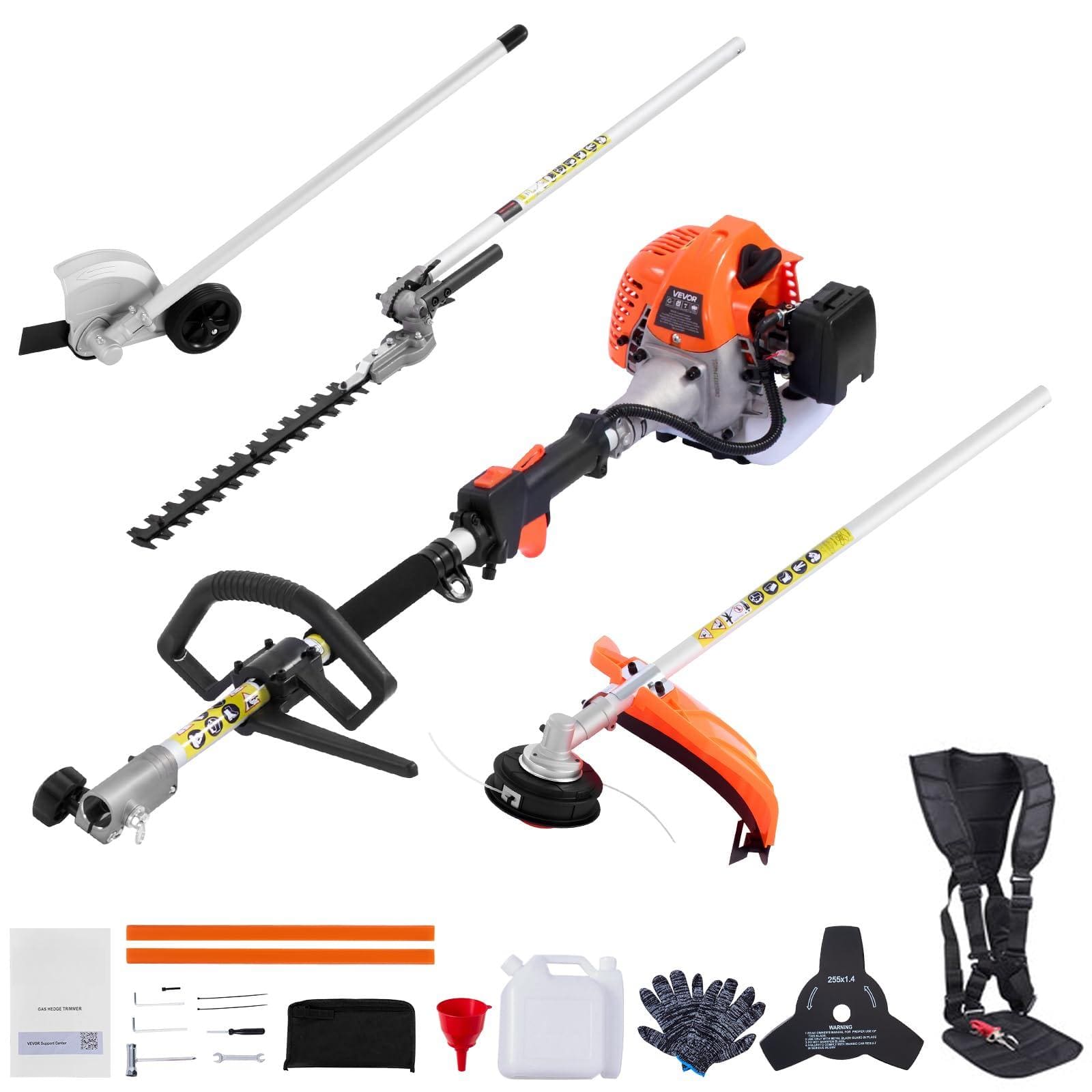 JETRANSPORT - 5-in-1 26cc 2 Cycle Gas Dual Sided Hedge Trimmer Weed Eater String Edger Pole Chainsaw Pruner With Epa Ce And - 26cc 4-in-1 Gas Hedge Trimmer, String Trimmer