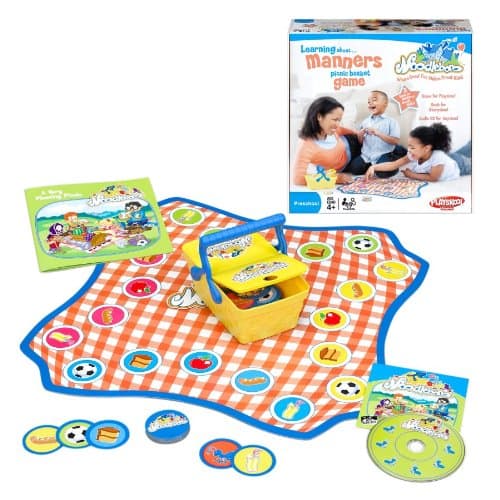 Hasbro - Noodleboro Picnic Basket Game - Learning About Manners - Game for Playtime, Book for Storytime & Audio CD for Anytime - Multi
