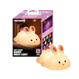 Xtreme - Lit Soft Touch Bunny LED Night Light – Tap Control RGB Color Changing Lamp with Sleep Timer - Multicolor