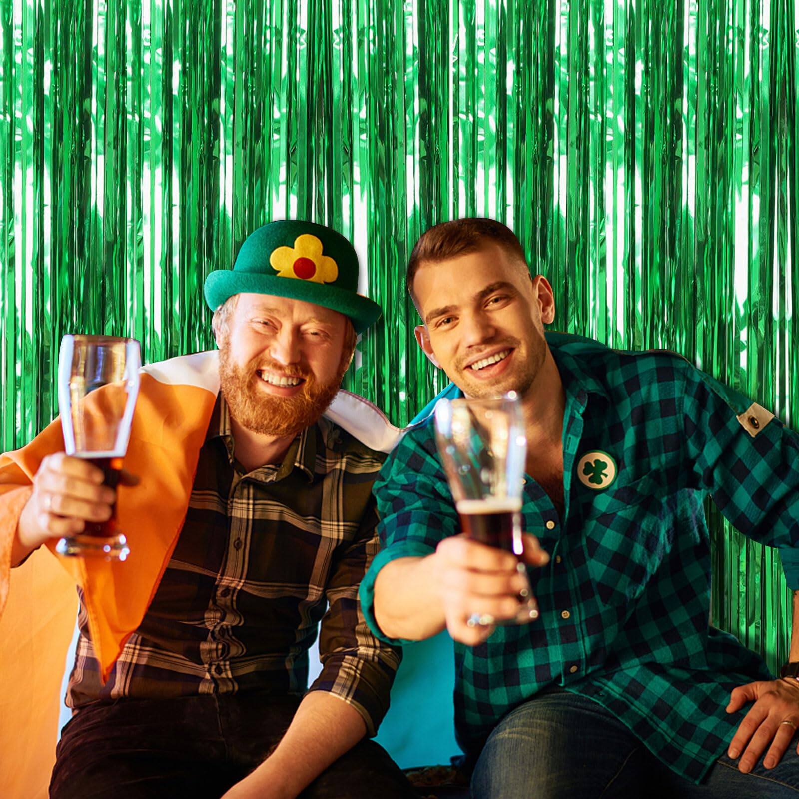 Alt View 3. PARKER SLATER - 2 Pack Green Streamers Backdrop Jungle Party Decorations Foil Fringe Curtains Photo Booth For Birthday Dinosaur - Green.