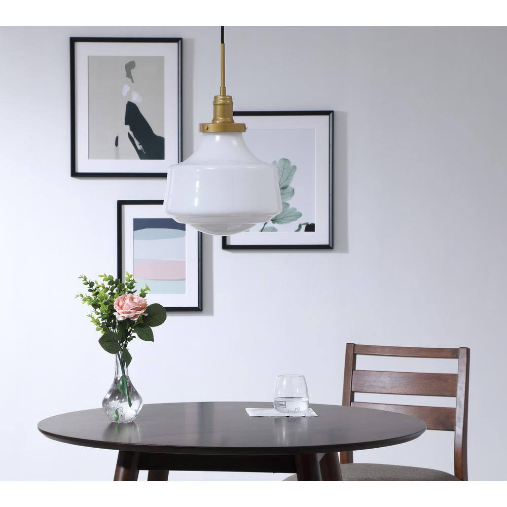 Left. Living District - Lyle 1 light Brass and frosted white glass pendant - Brass And Frosted White Glass.