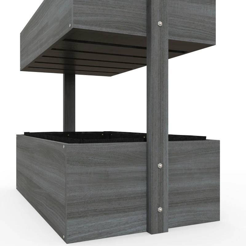 Left. SlickBlue - 4-Tier Vertical Wooden Planter Box – Raised Bed for Garden, Vegetables, and Flowers - Grey.