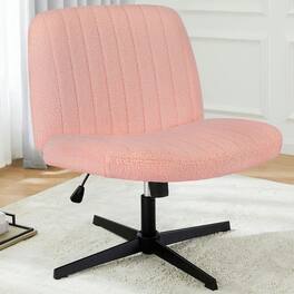 Kadyn - 35" Cross-Legged Home Office Chair, Armless No-Wheels Swivel Chair for Comfortable Seating - Pink
