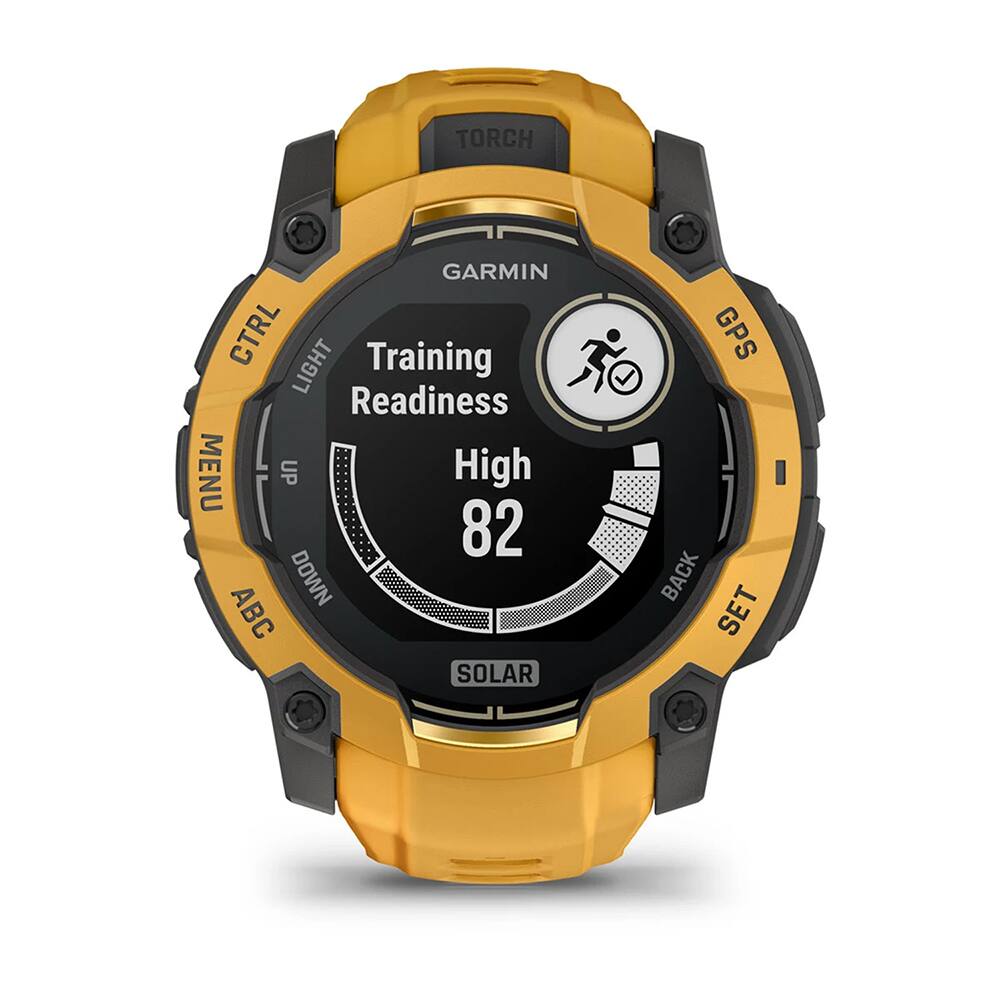 TORCH  
GARMIN  
CTRL LIGHT  
Training Readiness  
High 82  
MENU UP  
DOWN ABC  
SOLAR  
GPS  
BACK SET