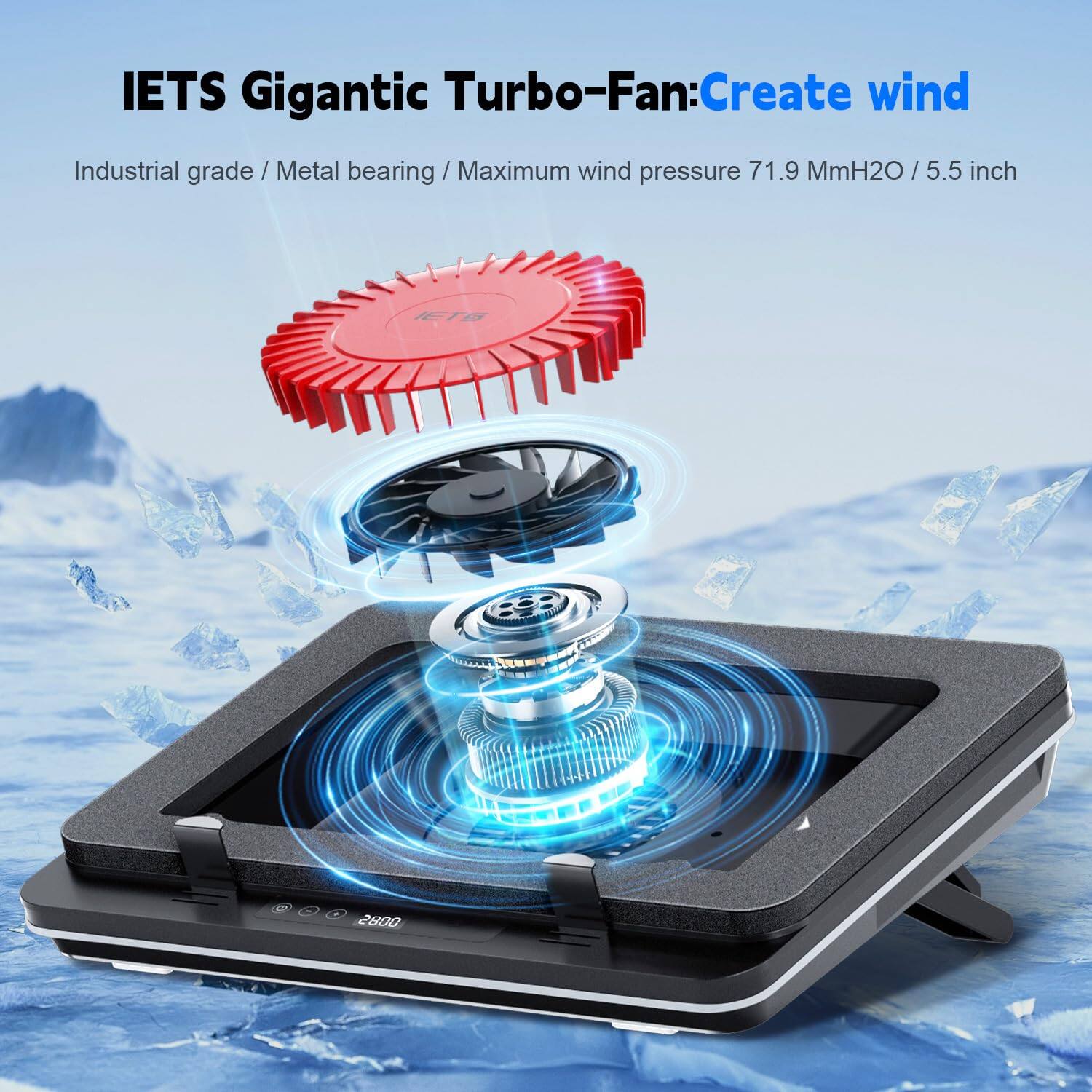 IETS Gigantic Turbo-Fan: Create wind  
Industrial grade / Metal bearing / Maximum wind pressure 71.9 MmH2O / 5.5 inch