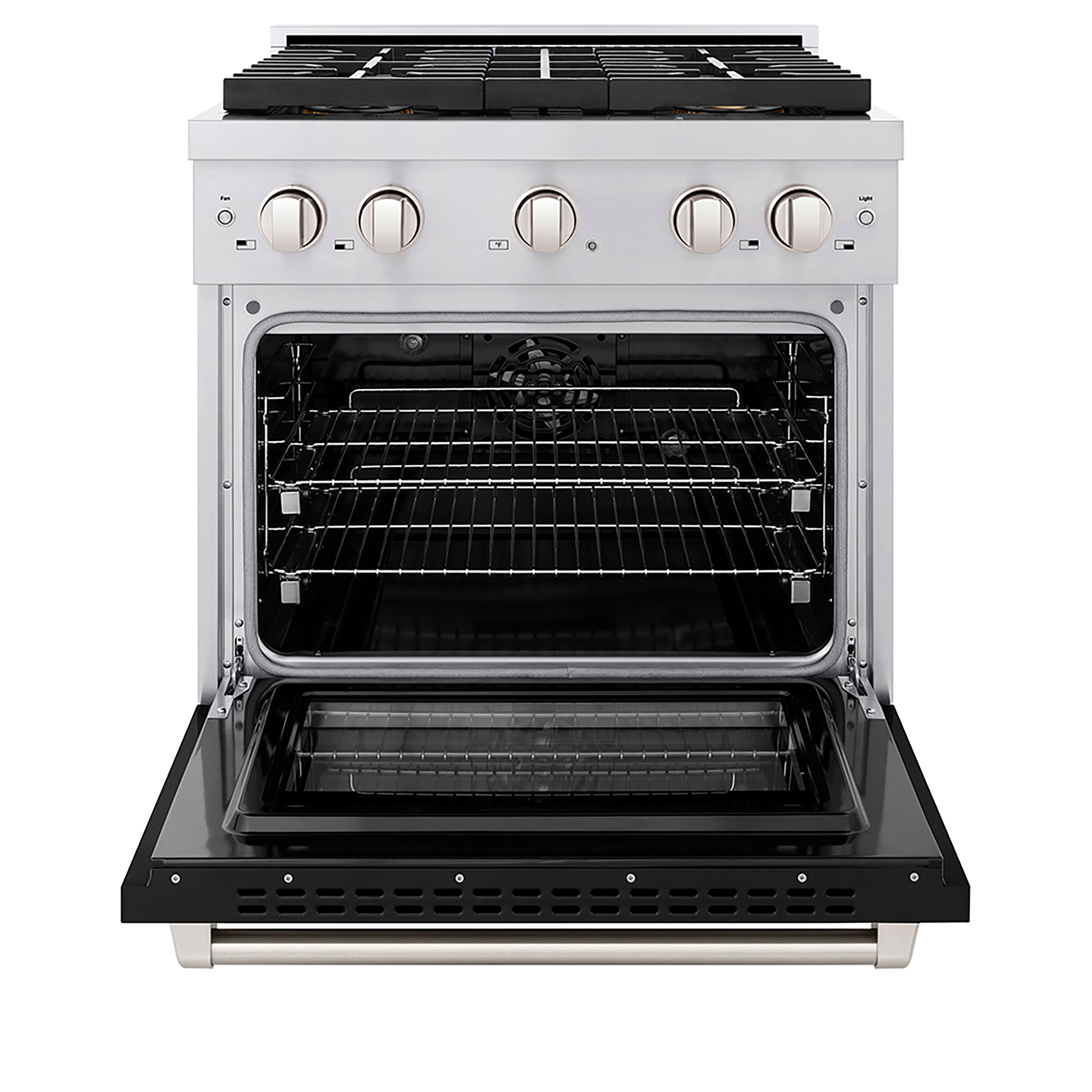 Angle. ZLINE - ZLINE 30 in. 4.2 cu. ft. Freestanding Paramount Dual Fuel Range with DuoPro Cooktop and Electric Oven - Black Matte.