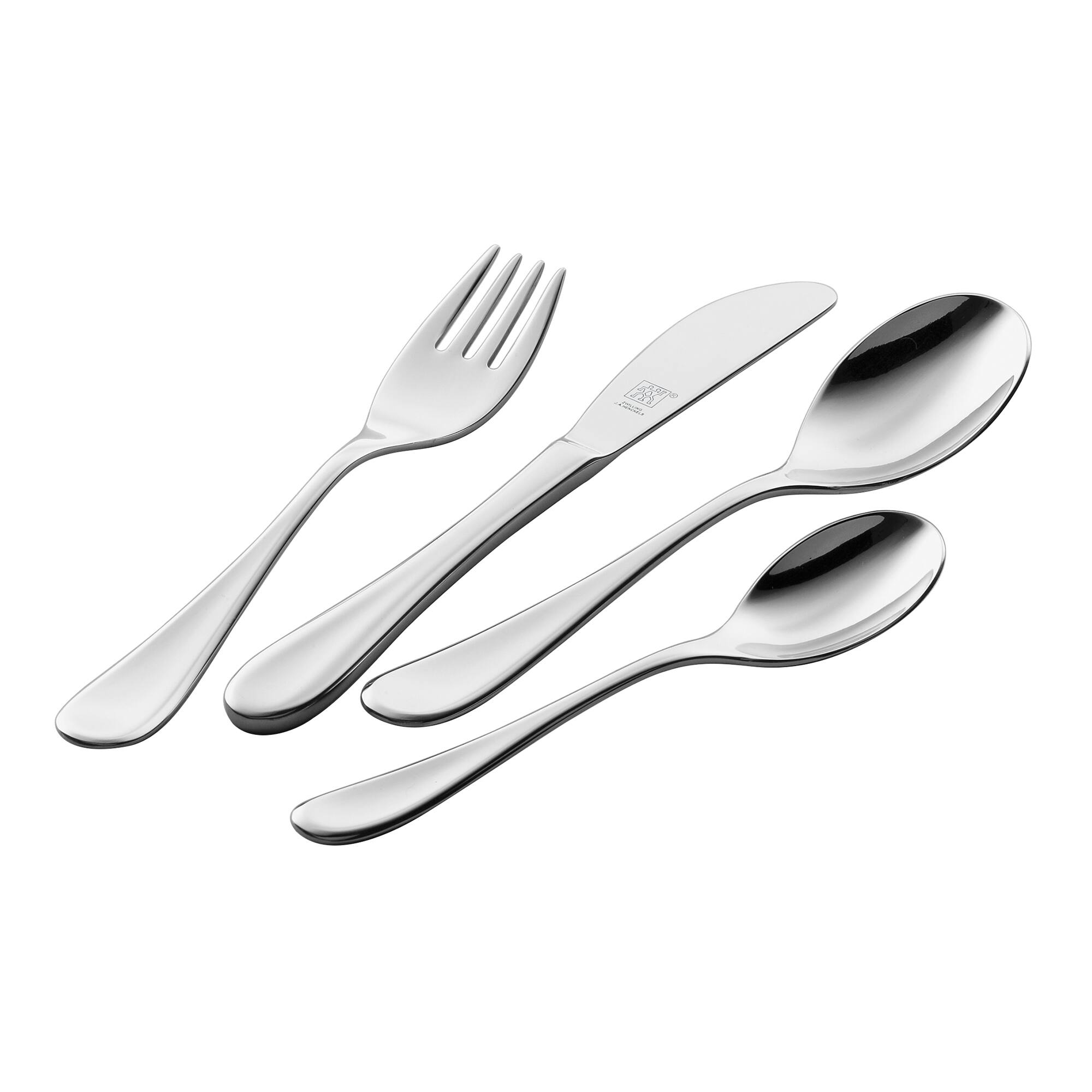 Front. ZWILLING - ZWILLING TWIN Kids Filou 4-pc 18/10 Stainless Steel Flatware Set - Stainless Steel.