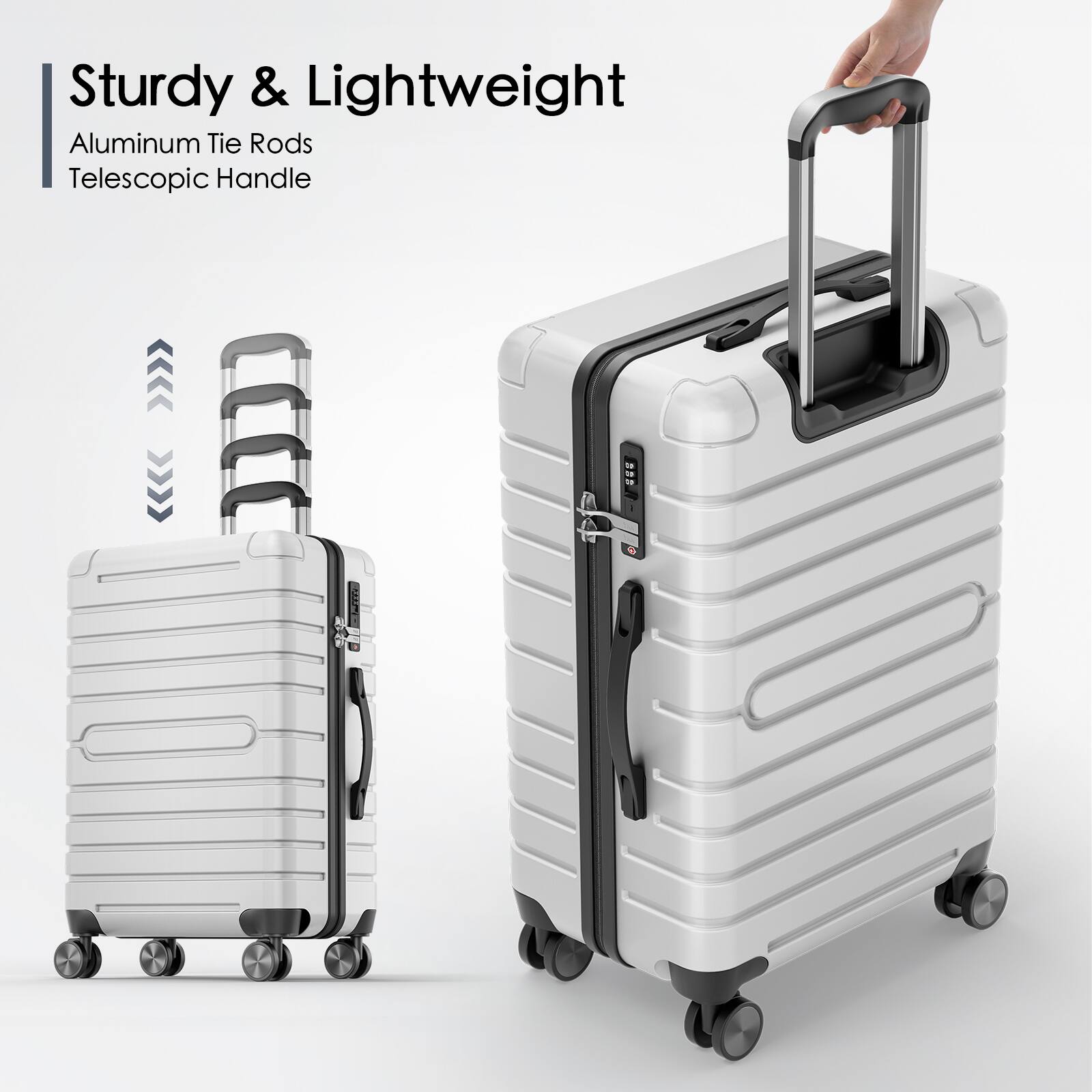 Sturdy & Lightweight  
Aluminum Tie Rods  
Telescopic Handle