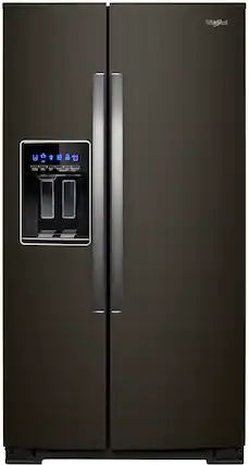 Front. Whirlpool - 28.4 Cu. Ft. Side-by-Side Refrigerator with In-Door-Ice Storage - Black Stainless Steel with Printshield Finish.