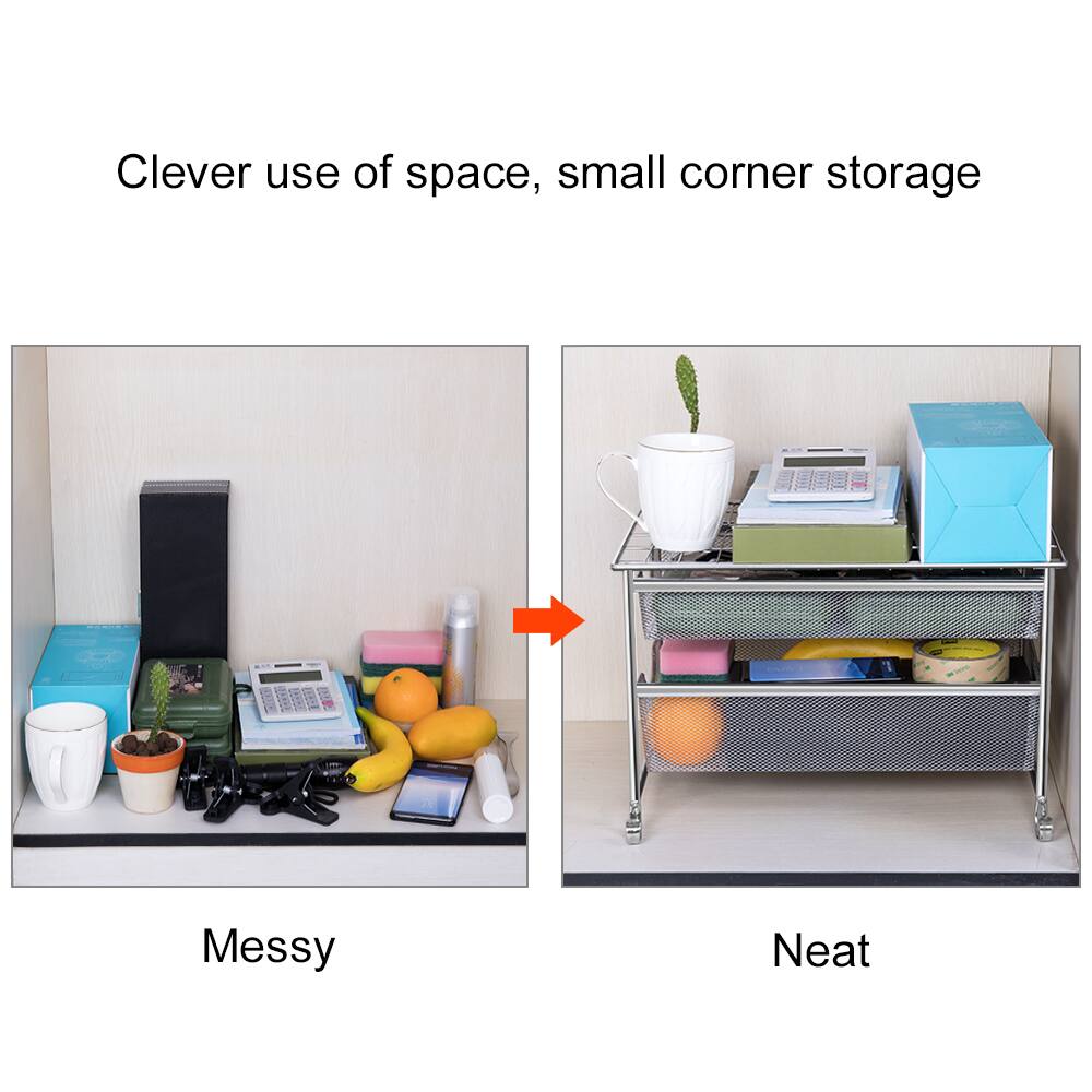 Clever use of space, small corner storage

Messy

Neat