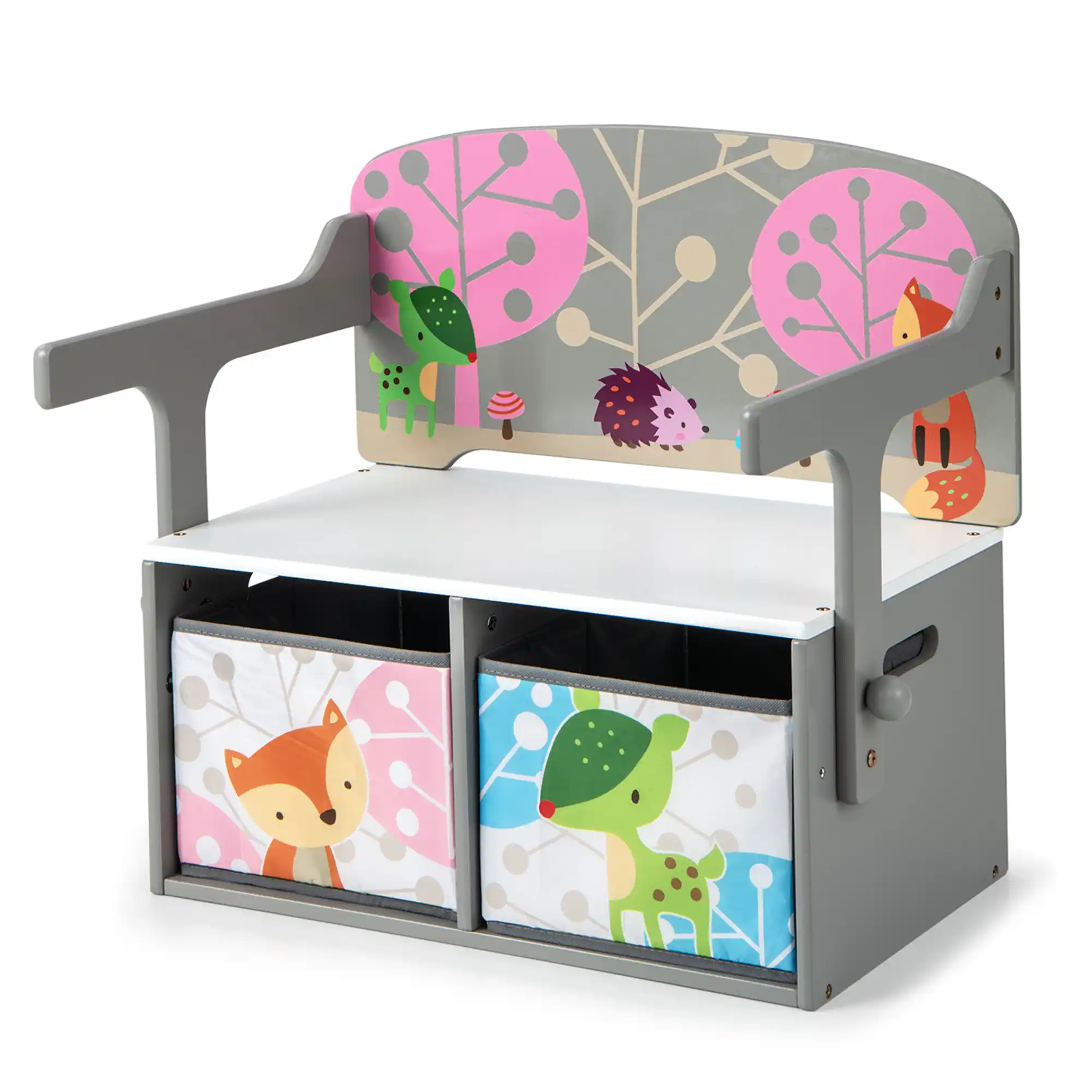 Alt View 9. Costway - Costway 3 in 1 Kids Convertible Activity Bench Children Table & Chair Set with 2 Bins - Grey.