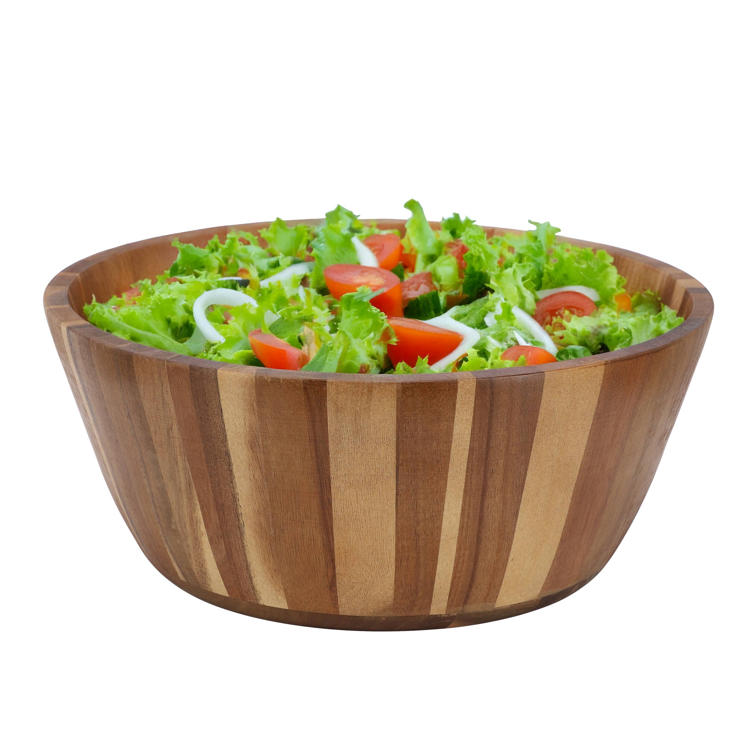 Front. MegaChef - MegaChef 13.8 Inch Jumbo Acacia Wood Salad Bowl - Brown.