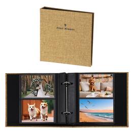 Unique Bargains - Small Photo Album 5.9x5.7 Inch Linen Picture Book, 25 Pages Holds 100 Photos Art Presentation Folder - Khaki