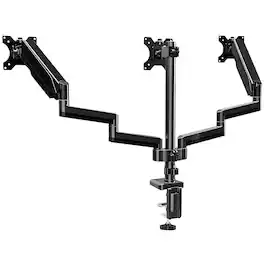 Hirose Alice - Triple Monitor Stand For Three Computer Screens Up To 32" Heavy Duty C-clamp Base Fully Adjustable Gas Spring - 27 inch