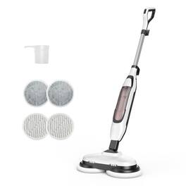 Sweetcrispy - All-in-One Steam Mop, Multi-Surface Cleaner with Rotating Pads, LED Lights, 4 Modes, Swivel Steering, 16.4 FT Cord - White