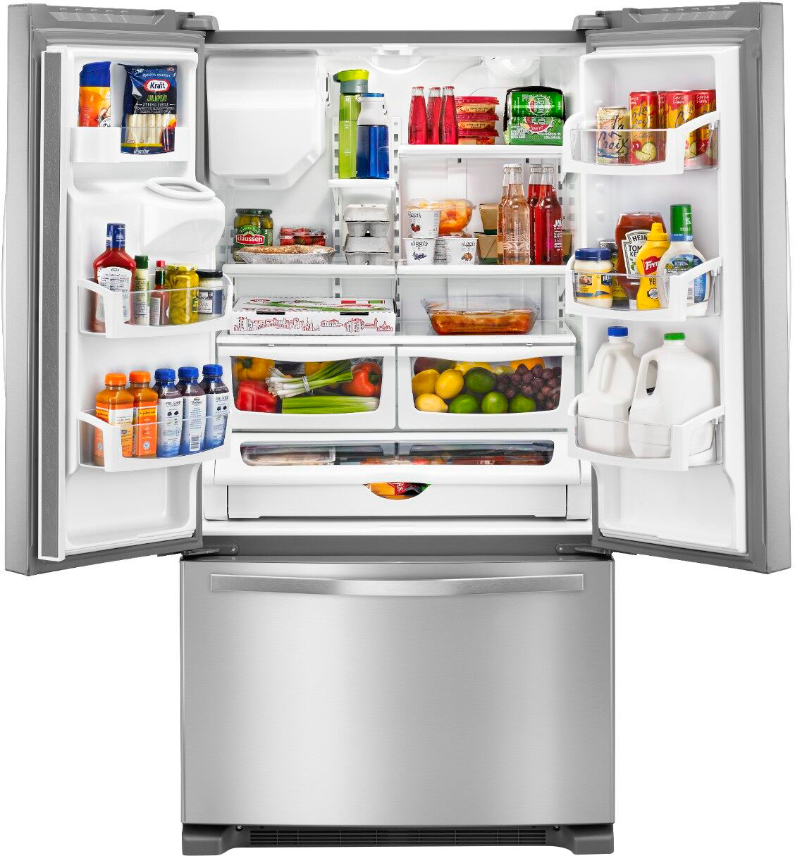 Left View: Whirlpool - 24.7 Cu. Ft. French Door Refrigerator - Stainless Steel