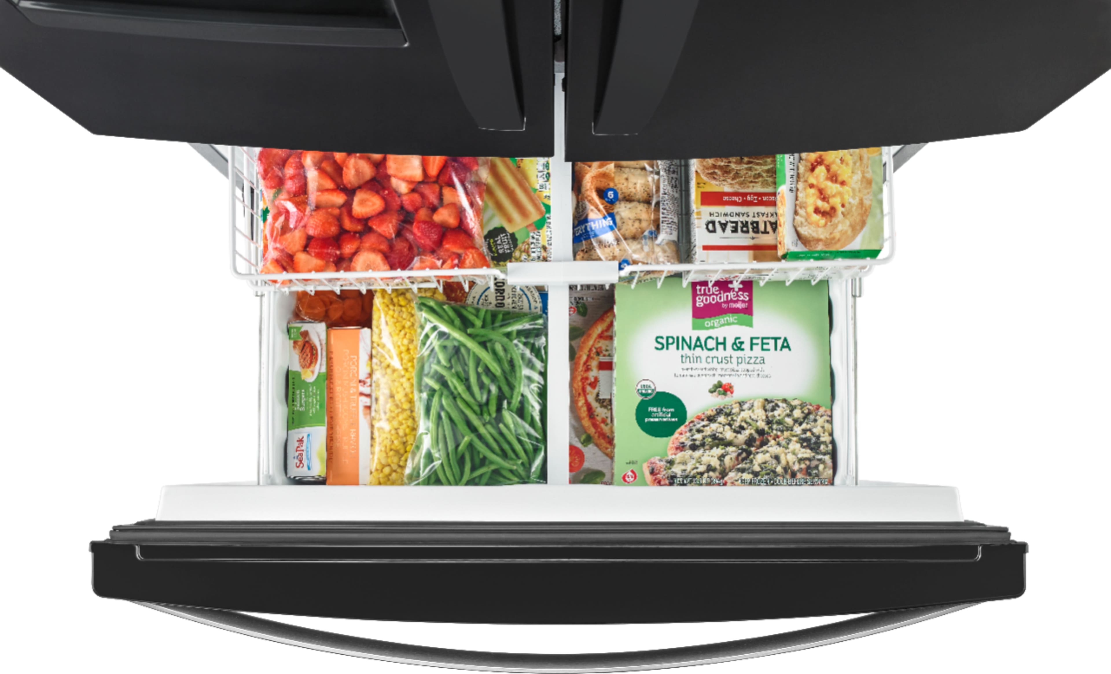 Left. Whirlpool - 24.7 Cu. Ft. French Door Refrigerator - Black Stainless Steel.