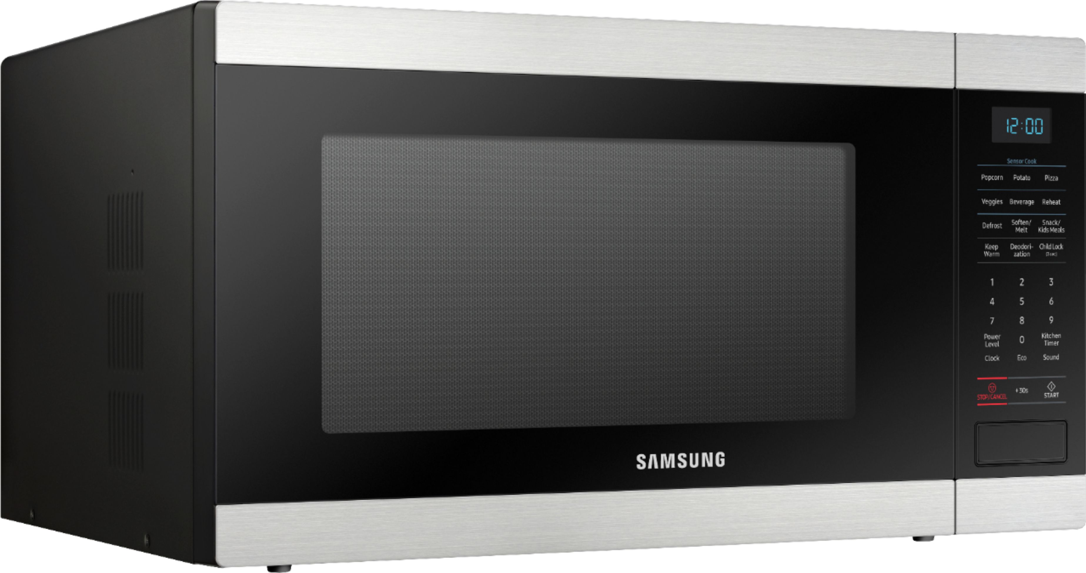 Angle View: Samsung - 1.9 Cu. Ft. Countertop Microwave with Sensor Cook - Stainless steel