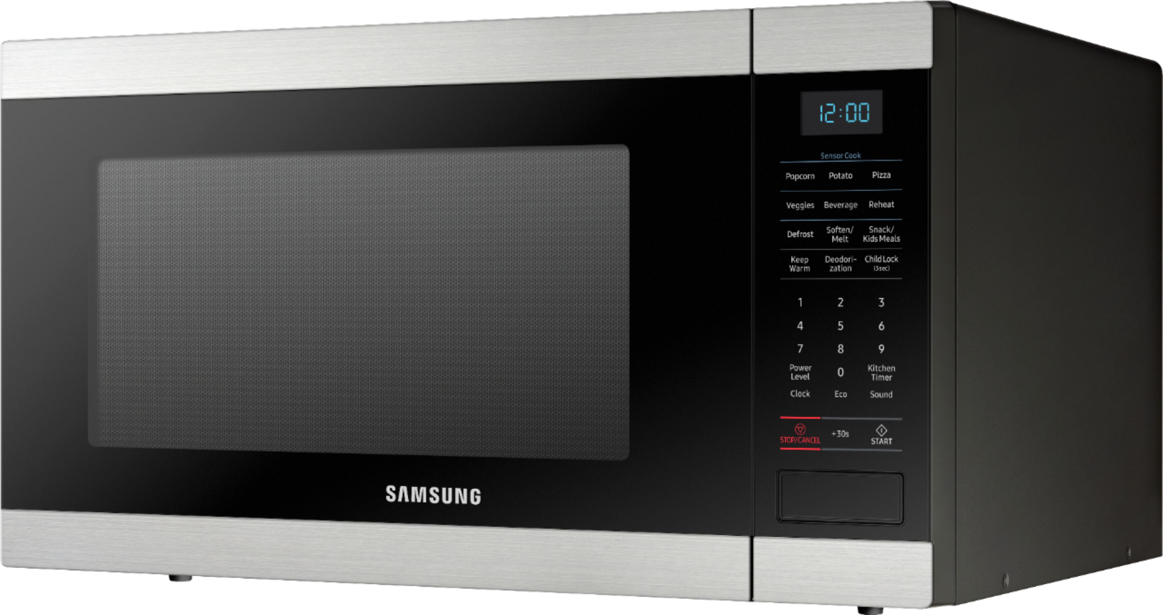 Left View: Samsung - 1.9 Cu. Ft. Countertop Microwave with Sensor Cook - Stainless steel