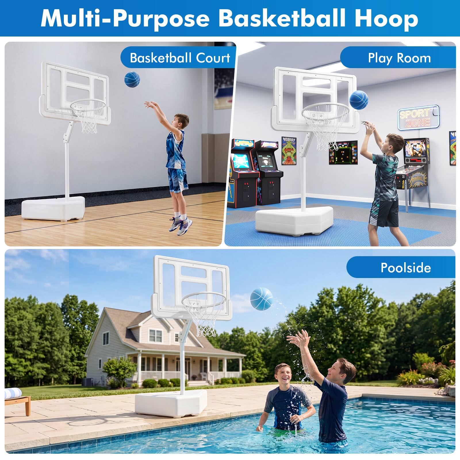 Multi-Purpose Basketball Hoop

Basketball Court

Play Room

SPORT ZONE

Poolside