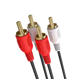 Cmple.com - 2 RCA to 2 RCA Cable 1.5ft Male to Male Gold-Plated Stereo Audio Cord - Black