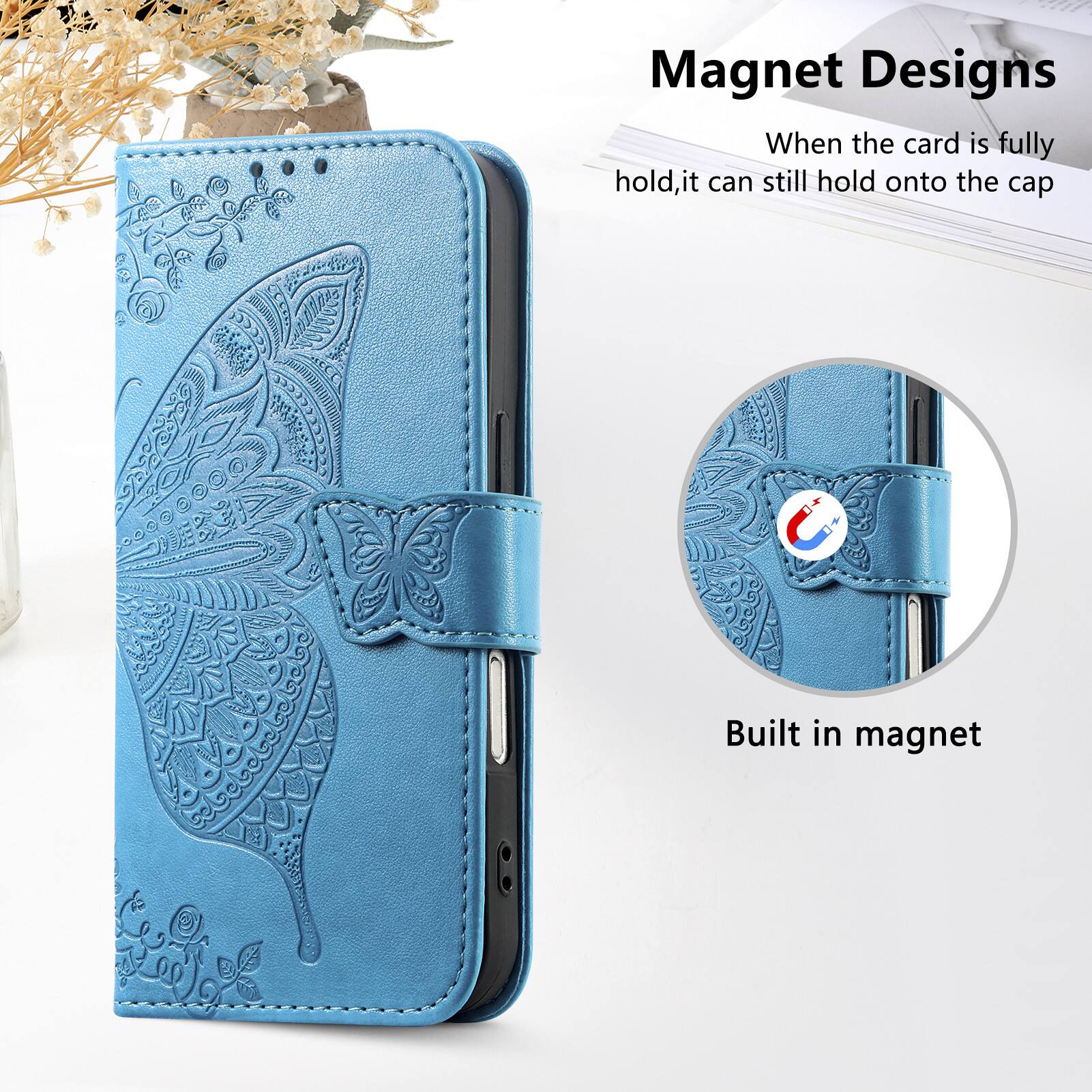 Magnet Designs

When the card is fully hold, it can still hold onto the cap

Built in magnet