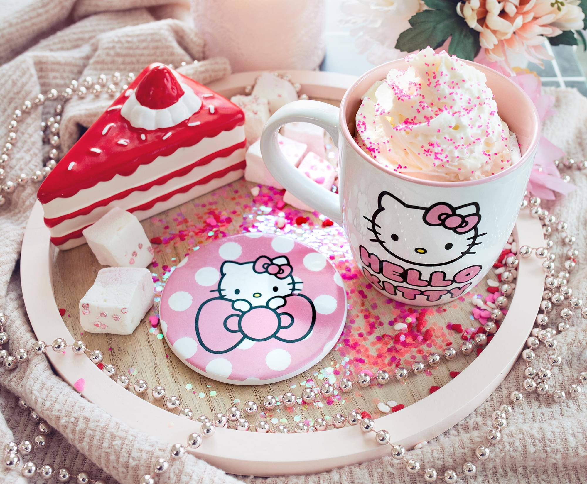 Alt View 5. Silver Buffalo - Sanrio Hello Kitty Perfect Pink 18-Ounce Ceramic Mug and Coaster Set - Pink.