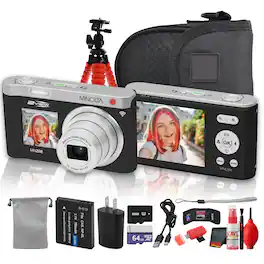 Minolta - MNZ6E Dual Screen Digital Camera (Black), 64MP Digital Camera, 4K UHD Video, 6x Optical Zoom, Dual LCD Screens,