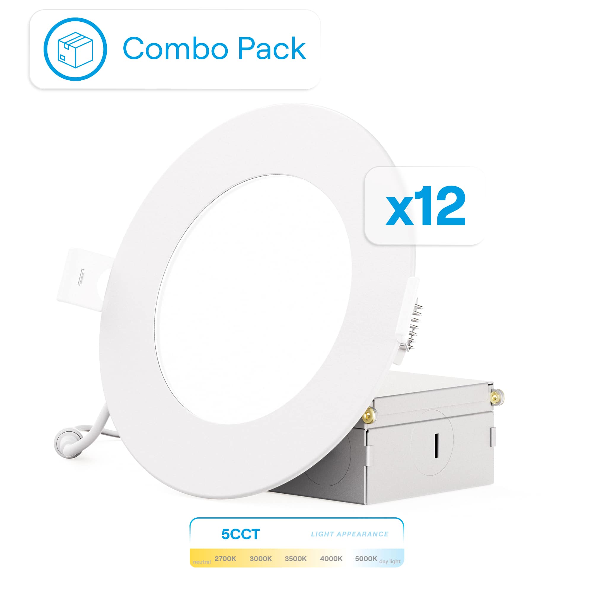 Infibrite - 4 Inch 5CCT Selectable New Construction 9 Watt 850LM 0-10V Dimmable LED Light 120-277V (12 Pack) - White price history on PriceWatchPro
