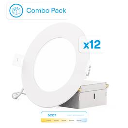 Infibrite - 4 Inch 5CCT Selectable New Construction 9 Watt 850LM 0-10V Dimmable LED Light 120-277V (12 Pack) - White