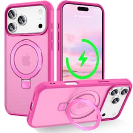 Dteck - for Apple iPhone 17 Pro Max Slim Translucent Matte Case with Magnetic Invisible Stand ,Compatible with Mag Safe - Rose