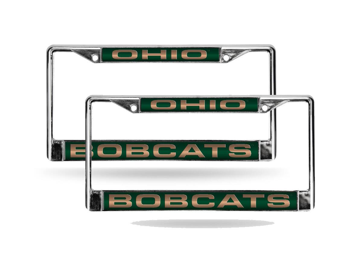 Ohio University Bobcats Chrome Metal Laser Cut License Plate Frame - Set of Two