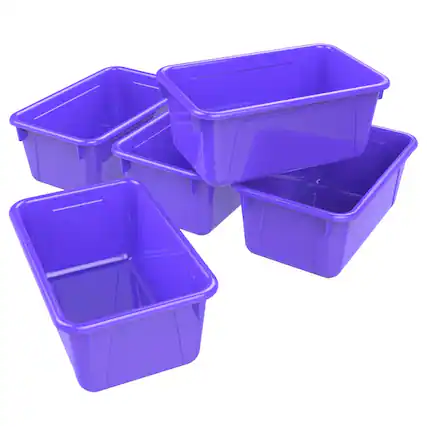 Front. Storex - Storex Small Cubby Bin, Purple, Pack of 5.
