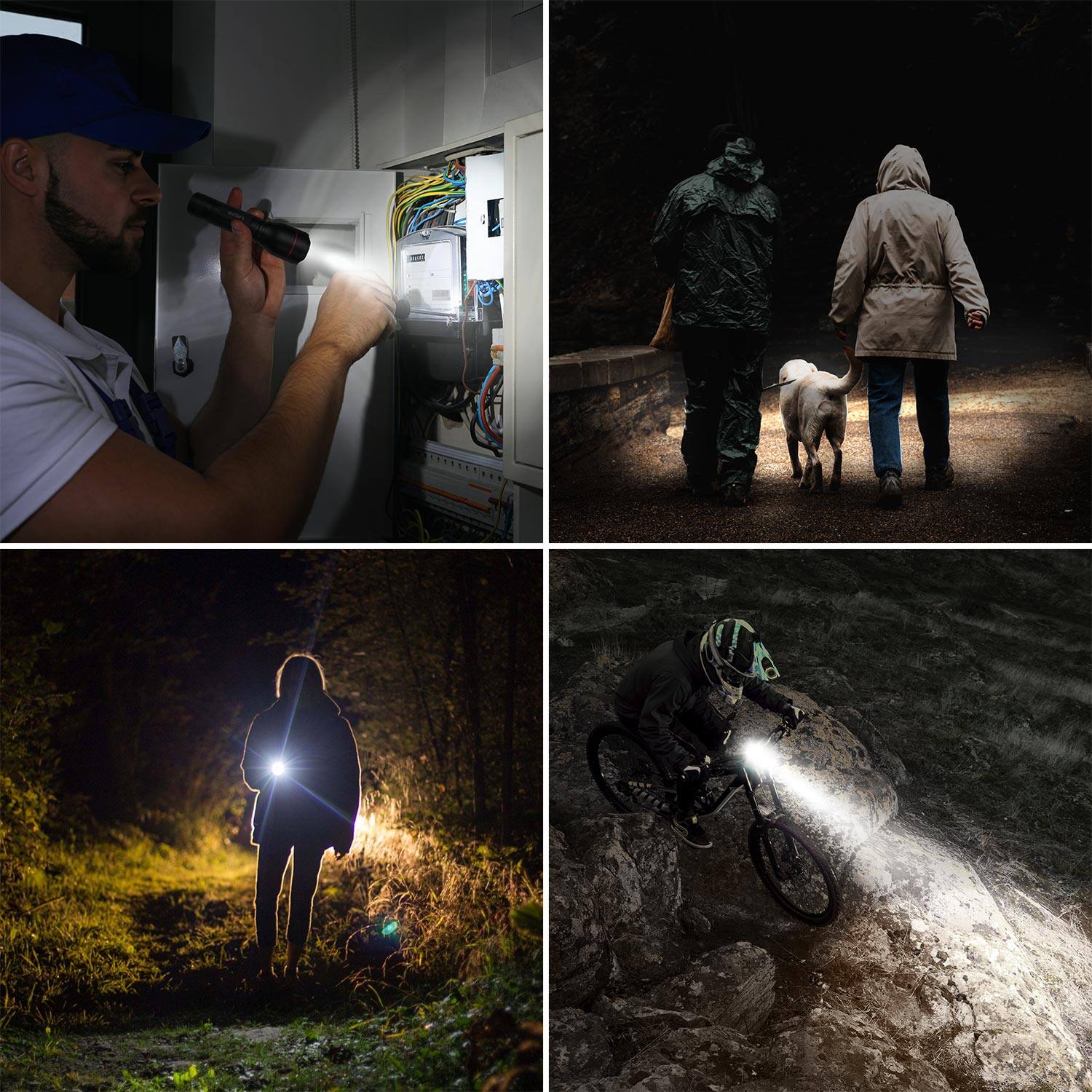 Alt View 7. Lepro - Dual-powered LED Flashlights, 300LM Bright, 5 Modes, Zoomable Waterproof Tactical Flashlight for Camping Emergency Task - Black.