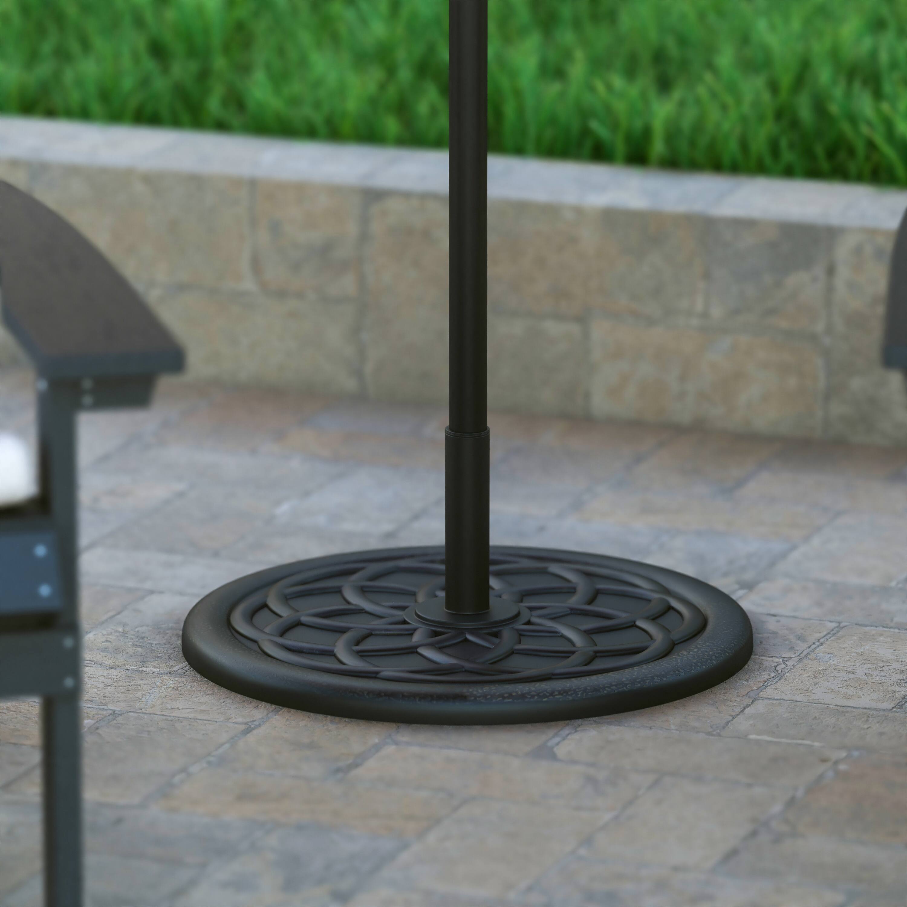 Alt View 3. Emma + Oliver - Universal Cement Patio Umbrella Base - Weatherproof - 19.25" Diameter - Bronze.