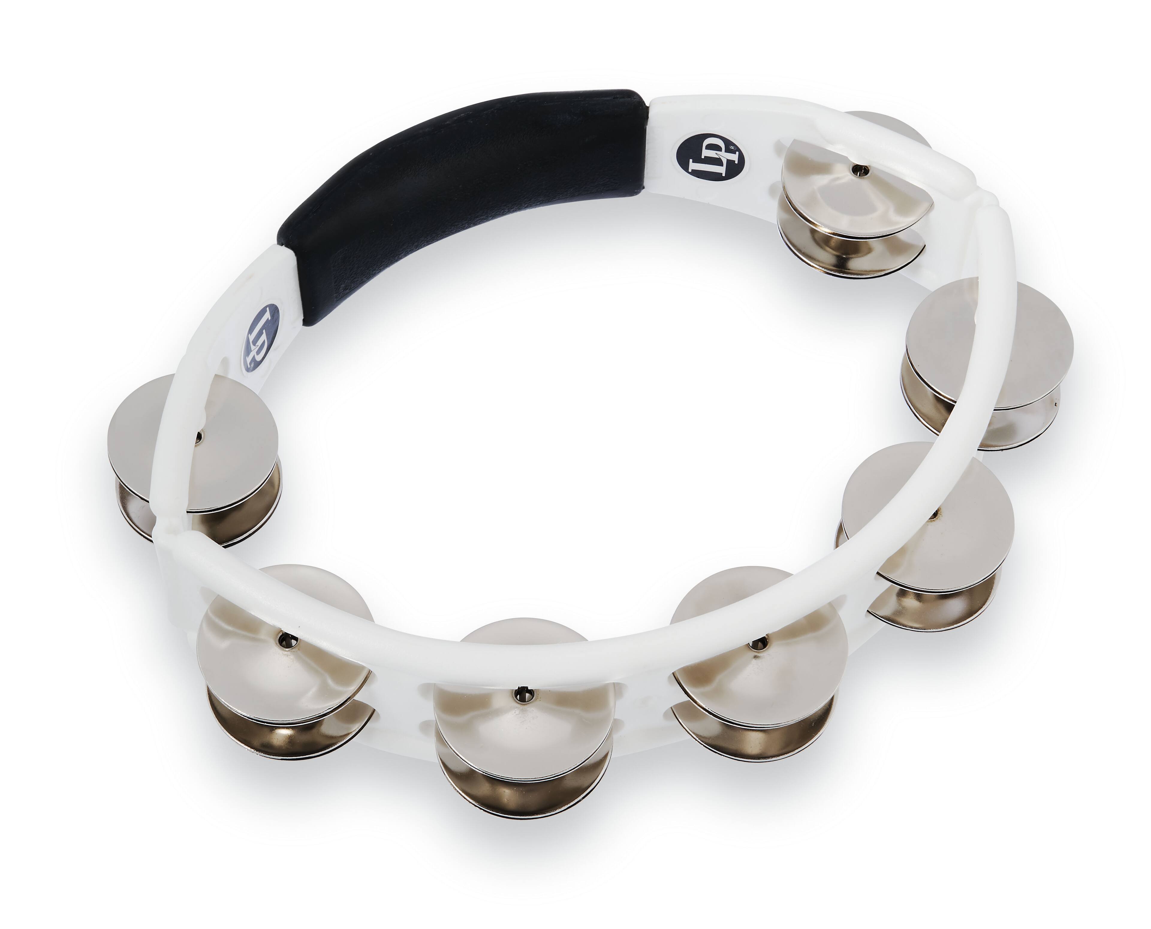 Angle. Latin Percussion - Cyclops Handheld Tambourine, Steel.