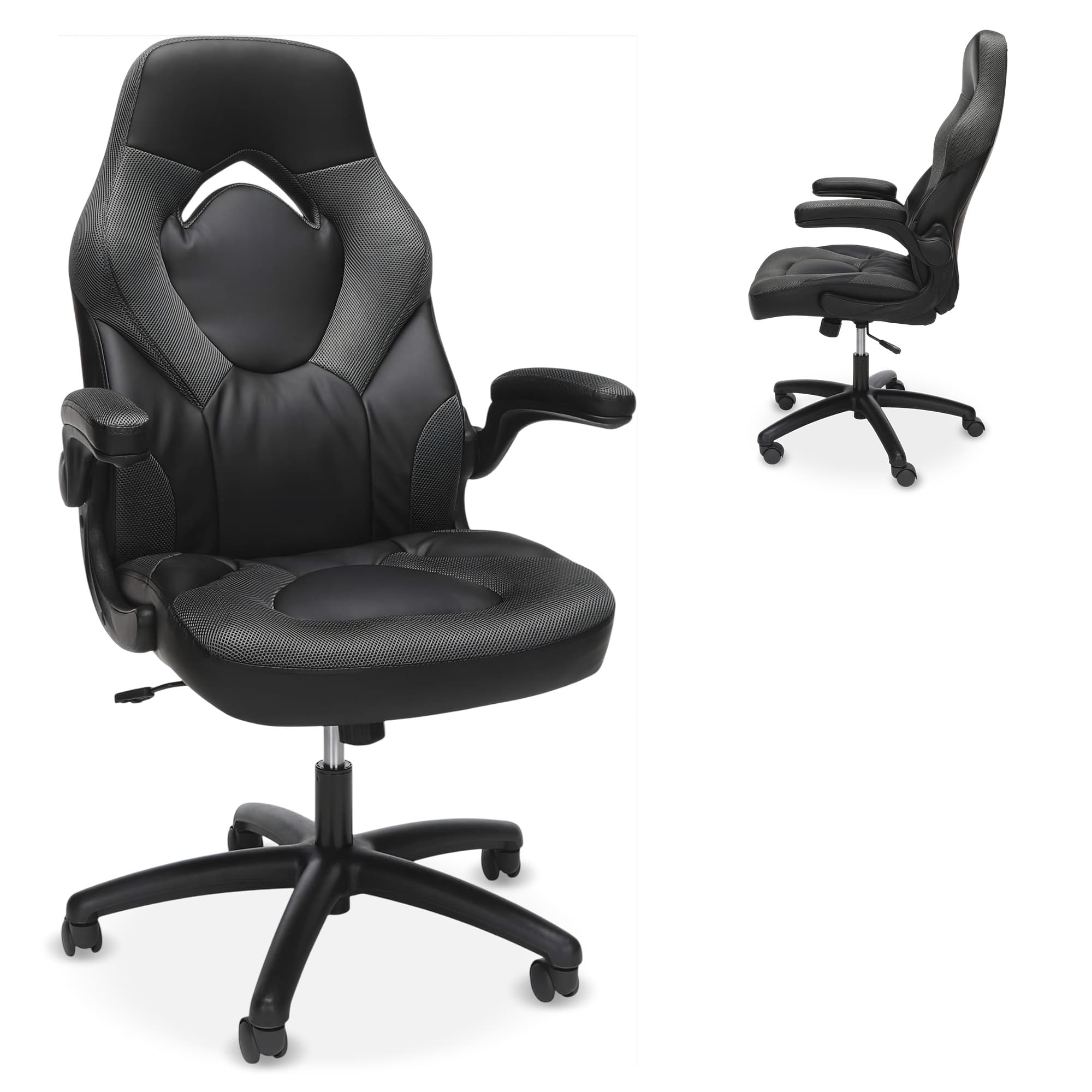 Respawn Products - RESPAWN 3085 - Ergonomic Gaming Chair, High Back Office Chair, Leather Racing Style, Video Game Computer Seat - Gray