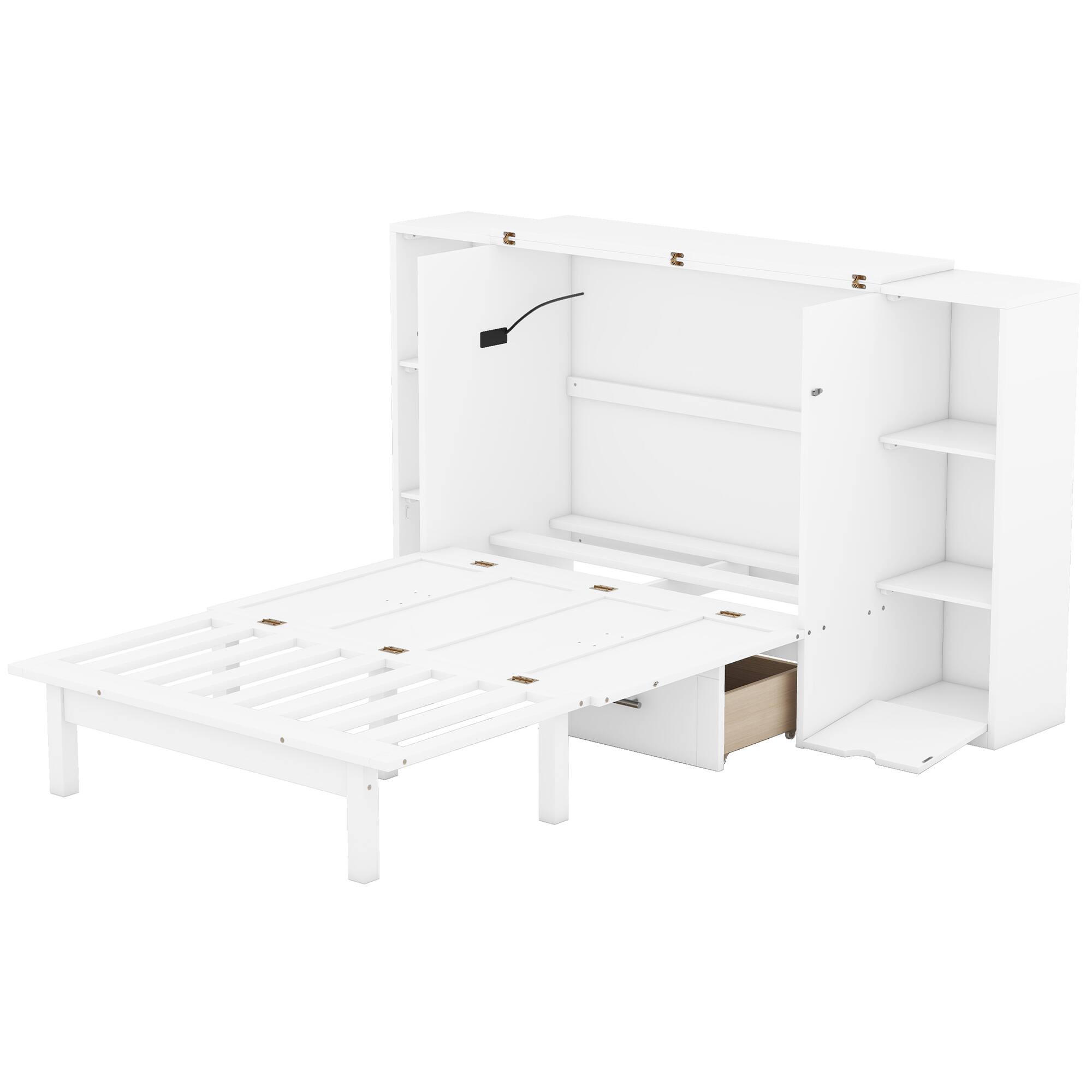 Alt View 1. Tiramisubest - Queen Size Murphy Bed, White - Space - saving for Small Spaces - White.